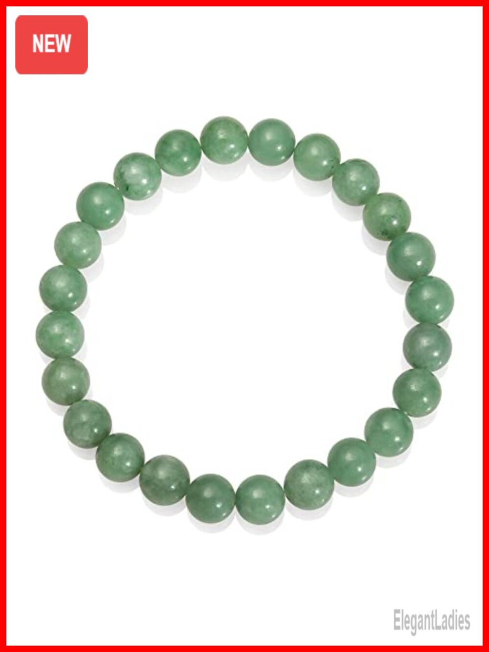 Natural Green Jade 8mm Round Bead Stretch Bracelet Good Fortune
